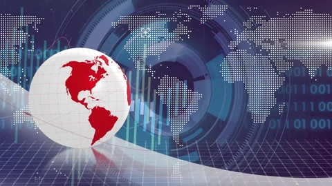 Global data analytics animation over world map and digital graphs Stock Footage 303792885
