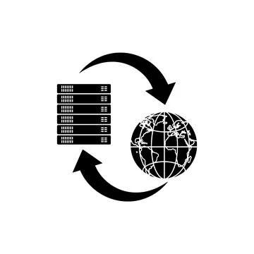 Global Data Center Sync and Transfer Icon Stockillustratie