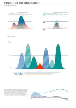 Global data charts in color. Finance elements charts. Stock Illustration