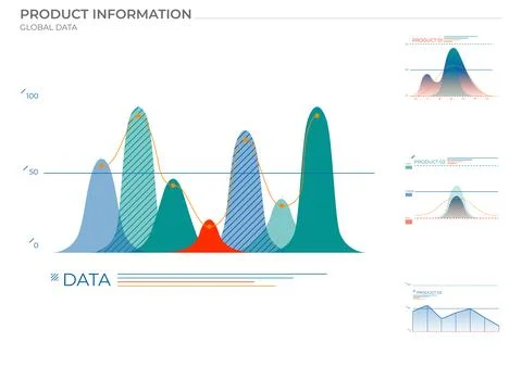Global data charts in color. Vector elements charts. Stock Illustration