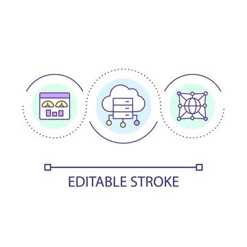 Global data cloud storage loop concept icon Illustrazione stock