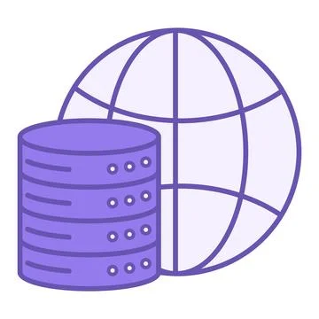 Global Data Color Icon. Database and Planet. Vector Icon. Data Analytics an.. Illustrazione stock