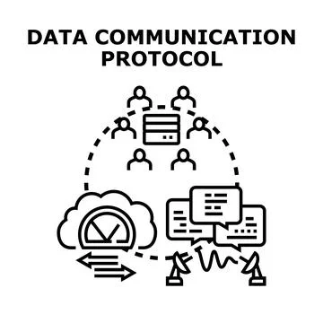 Global data communication protocol connecting users and cloud Stock Illustration