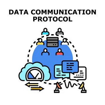 Global data communication protocol connecting users and cloud Stock Illustration