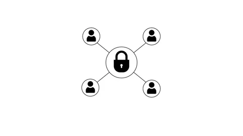 Global data communication Security icon animation isolated on black background Stock Footage 321197907