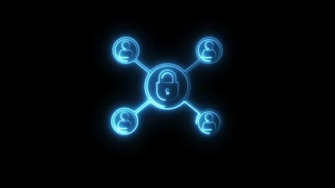 Global data communication security icon neon line animation Stock Footage 321197911