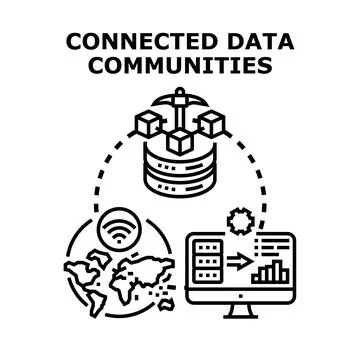 Global data connection communities processing analytics network 库存插图