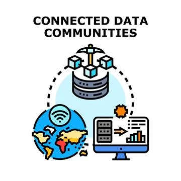 Global data connection communities processing analytics network Stock Illustration