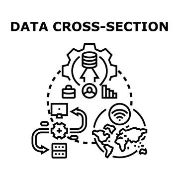 Global data cross section analysis and processing concept Stock Illustration