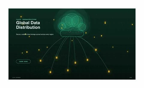 Global data distribution and cloud infrastructure user interface design lay.. Stock Illustration