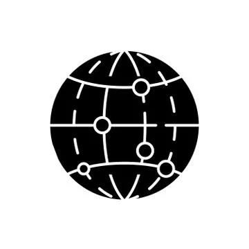 Global data encryption black icon, vector sign on isolated background. Global Stock Illustration