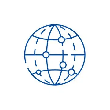 Global data encryption line icon concept. Global data encryption flat vector Illustrazione stock