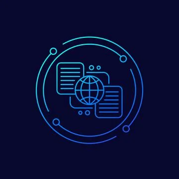 Global data exchange icon, linear design Illustrazione stock