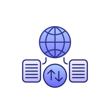 Global data exchange icon with outline Illustrazione stock