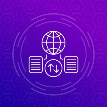 Global data exchange line icon, vector Stock Illustration
