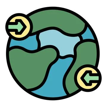 Global data exchange symbolized by arrows pointing at each other around earth Illustrazione stock