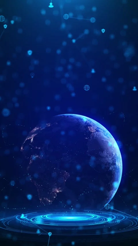 Global Data Grid Connecting World, rotating 3D animation Planet Earth Connection Video stock 312676950