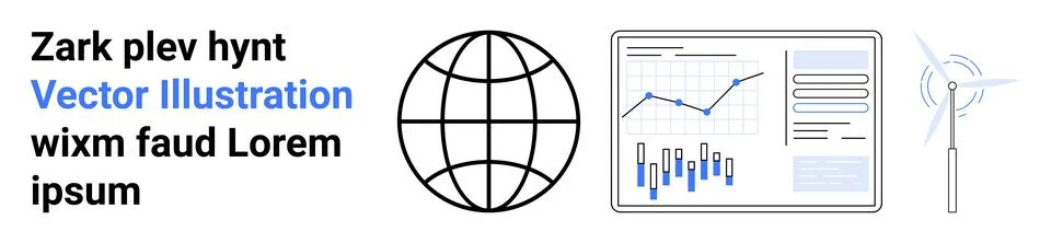 Global Data Insights with Interactive Charts and Renewable Energy Symbol Stock Illustration