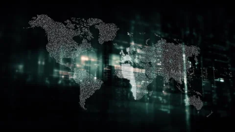 Global data matrix network world map 库存影片 330385069