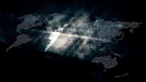 Global data matrix network world map Stockbeeldmateriaal 330385121