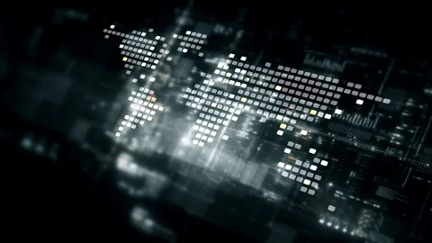 Global data matrix network world map Stockbeeldmateriaal 330385128