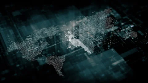 Global data matrix network world map 库存影片 330385161