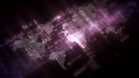 Global data matrix network world map Видео 330386465