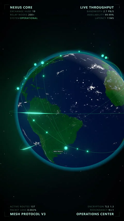 Global Data Network: The Abyss - 4K Vertical 9:16 Video stock 336262590