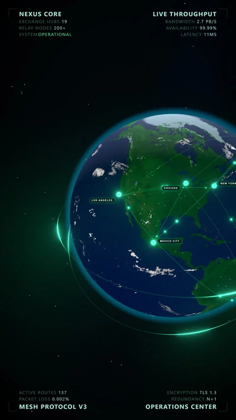 Global Data Network: Anchor East - 4K Vertical 9:16 Stock Footage 336263612