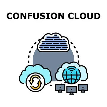 Global data network confusion cloud processing information Stock Illustration
