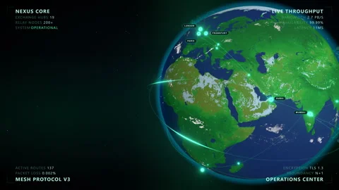 Global Data Network: Continental Bridge - 4K Broadcast 16:9 스톡 동영상 336264224