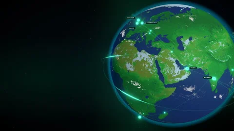 Global Data Network: Continental Bridge - 4K Broadcast 16:9 Clean Plate Stock-Footage 336264287