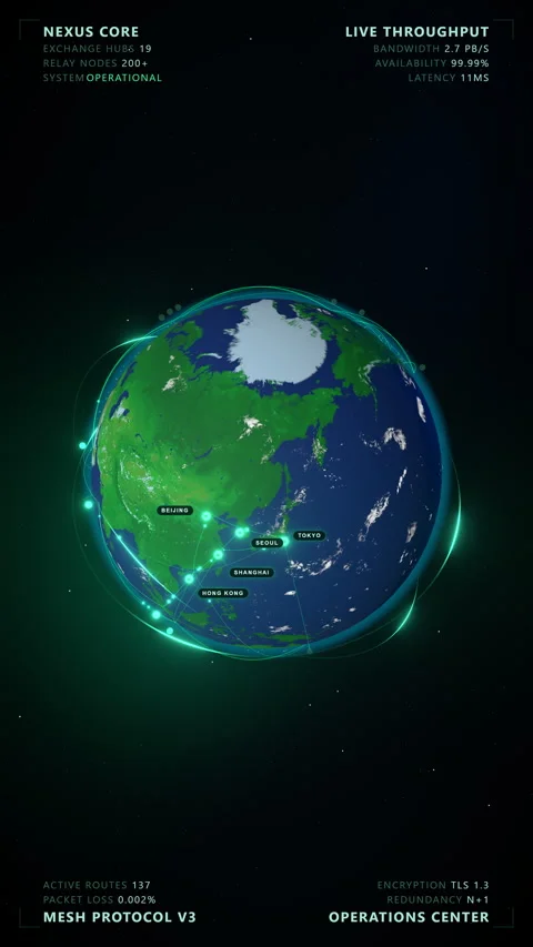 Global Data Network: Core Exit - 4K Vertical 9:16 库存影片 336263790