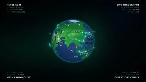 Global Data Network: The Data Descent - 4K Broadcast 16:9 Stock Footage 336264013