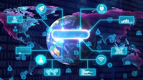 Global data network for digital technology and communication Video stock 327761127