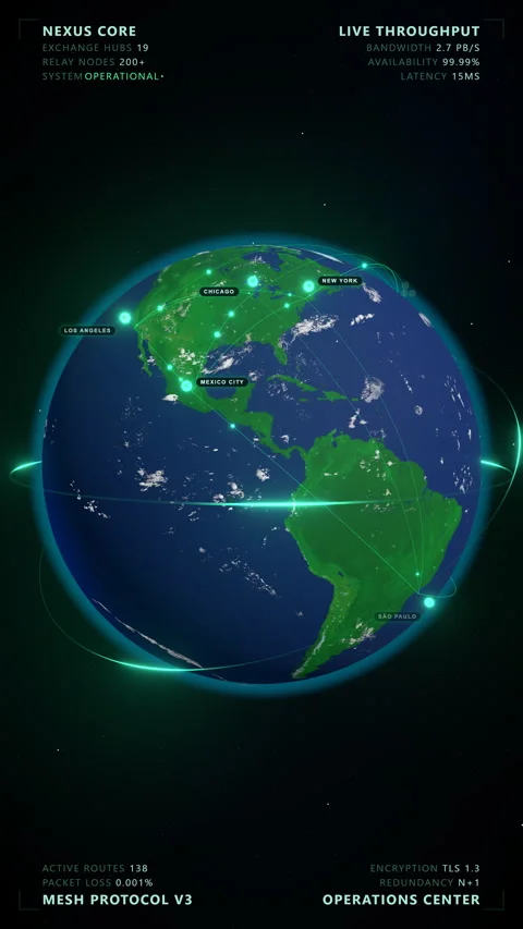 Global Data Network: Global Awakening - 4K Vertical 9:16 Stock Footage 336264008