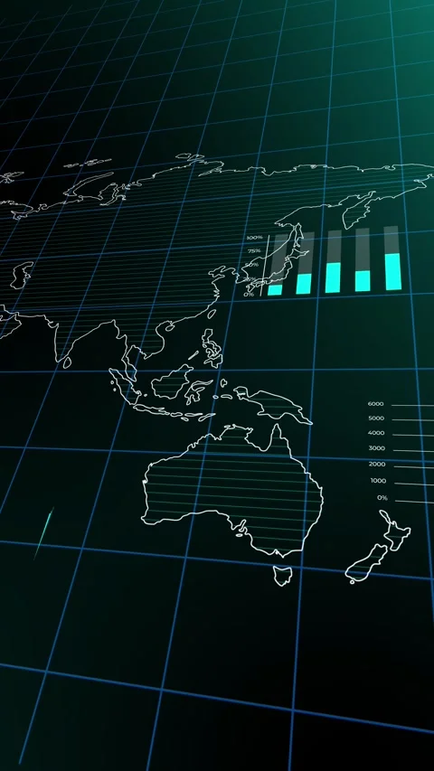 Global Data Network Map with Infographics Animation. Video stock 317302845