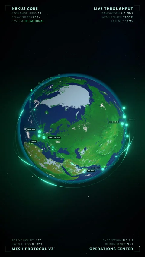Global Data Network: Northern Lights - 4K Vertical 9:16 Stock-Footage 336262287