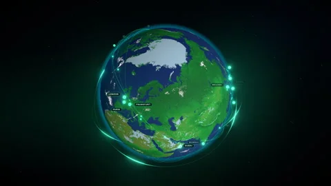 Global Data Network: Northern Lights - 4K Broadcast 16:9 Clean Plate Stock Footage 336262355