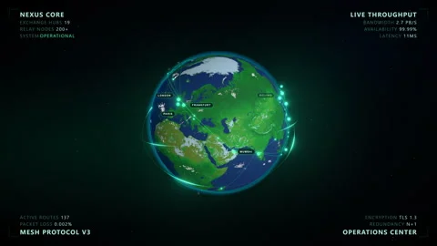 Global Data Network: Polar Meridian - 4K Broadcast 16:9 Stock Footage 336263598