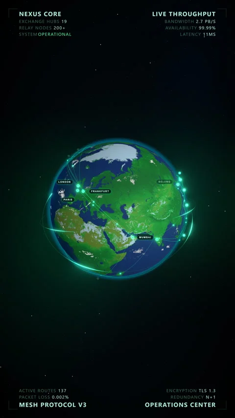 Global Data Network: Polar Meridian - 4K Vertical 9:16 Stock Footage 336263627