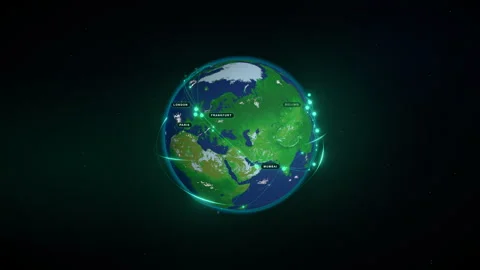 Global Data Network: Polar Meridian - 4K Broadcast 16:9 Clean Plate Video stock 336263690