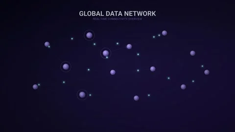 Global Data Network Real time Connectivity Overview Showing Digital Nodes I.. Video stock 347351742