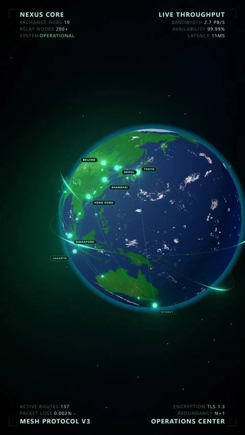 Global Data Network: The Silent Sentinel - 4K Vertical 9:16 Stock Footage 336264254