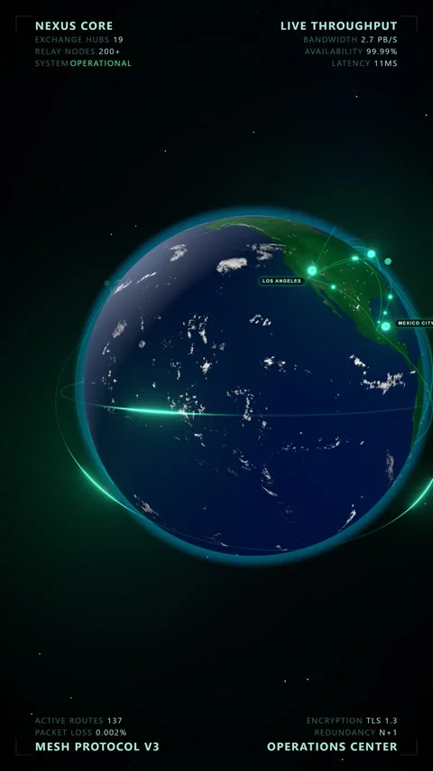 Global Data Network: Silk Road Digital - 4K Vertical 9:16 Stock Footage 336263596