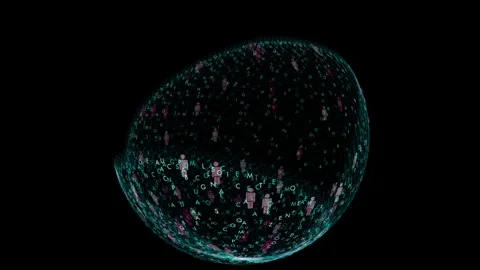 Global Data Network Sphere for Sci Fi User Avatar Tracking and Big Data Cloud Stock Footage 340254726