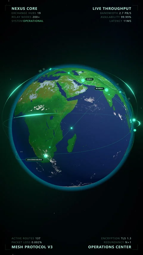 Global Data Network: The Trade Winds - 4K Vertical 9:16 Stock-Footage 336262668