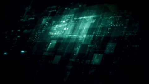Global data network world map with matrix style grid, glowing HUD interface and Stock Footage 333524025