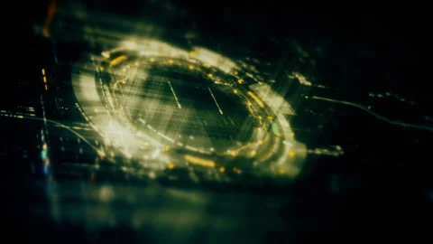 Global data network world map with matrix style grid, glowing HUD interface and Stock Footage 334046152