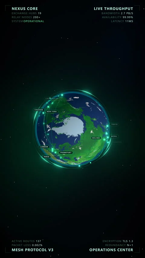 Global Data Network: Zenithal Oversight - 4K Vertical 9:16 Stock Footage 336262919